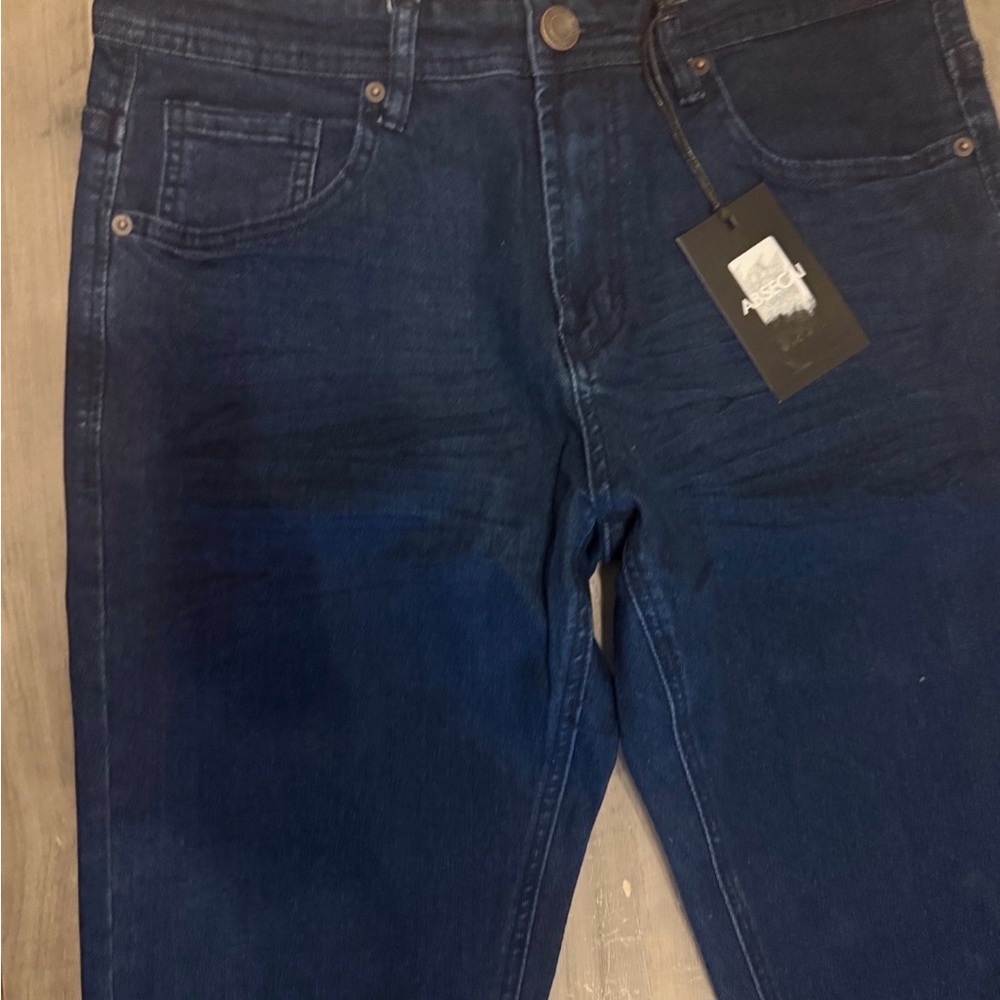 Absecai Factory Navy Stretchy High Rise Flare Jeans Men's 38